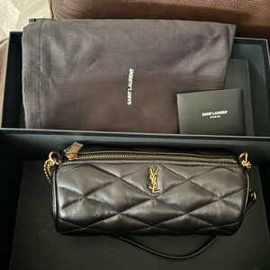 Saint Laurent Black Quilted Cylinder Bag